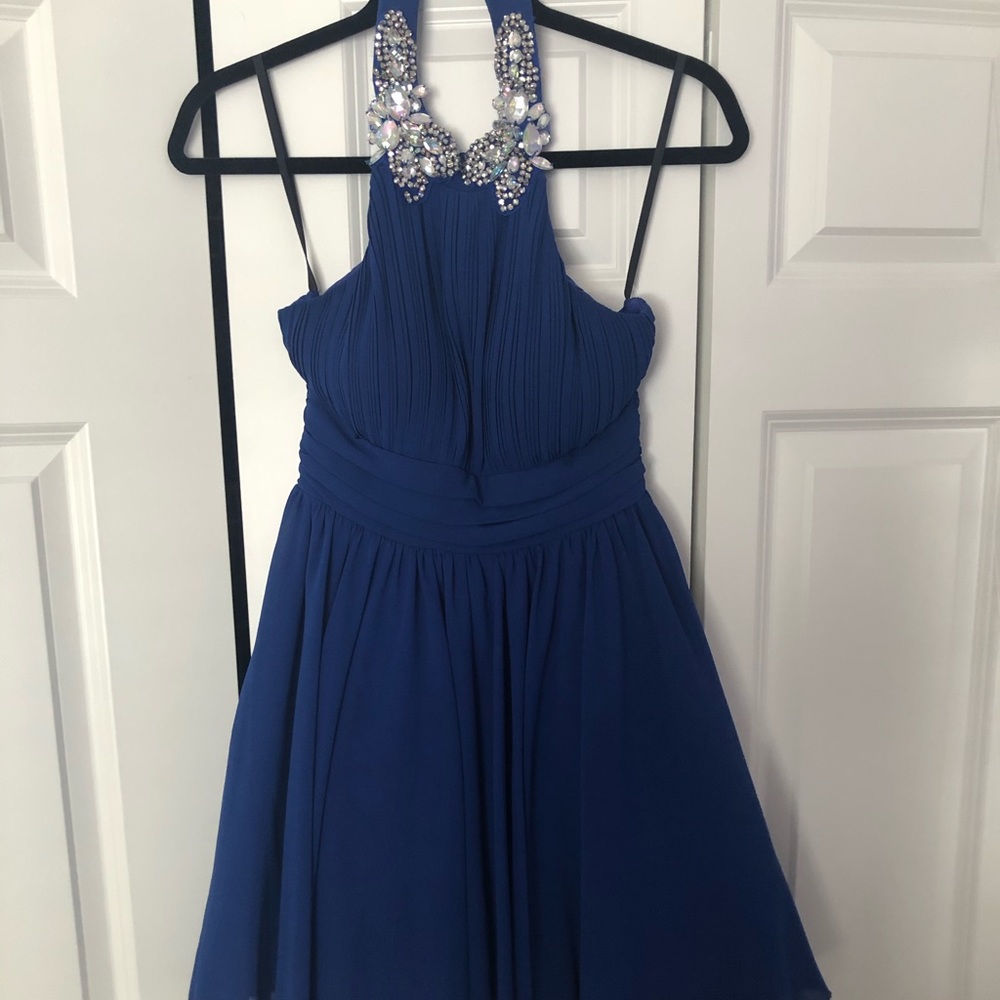 Blue Halter Formal Dress